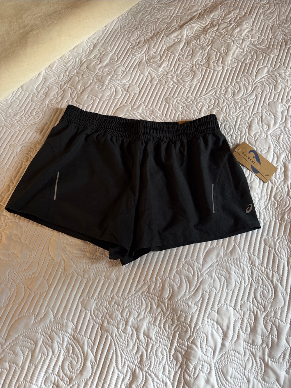 Asics Black Women's Athletic Running Shorts with Reflective Details